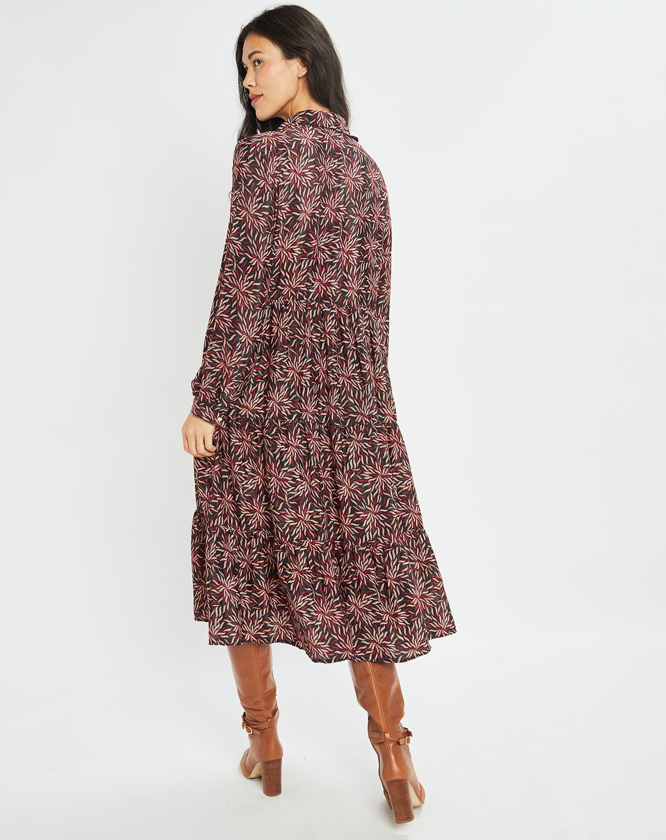 Lauren Vidal Robe en Soie mélangée Soan imprimée étoile rouge/noir