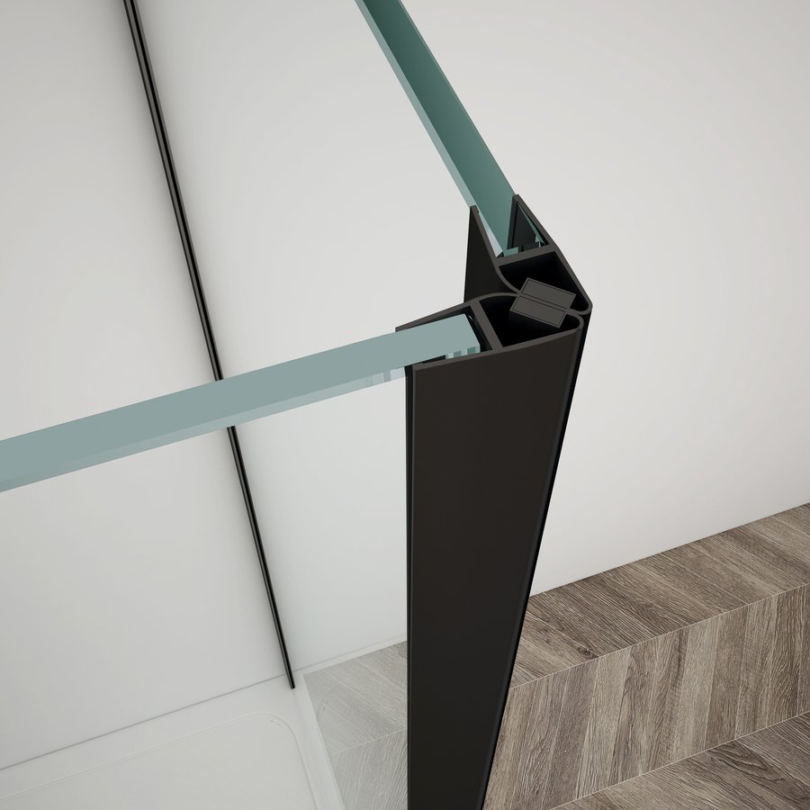 Gelco Trinity douchecabine met hoekinstap 110x110cm helder glas zwart mat
