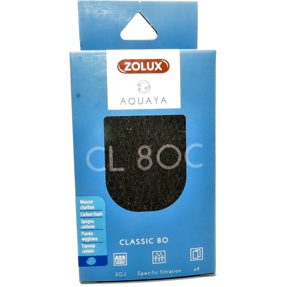 Filtre pour pompe classic 80, filtre cl80 c mousse charbon x 4 pour aquariu
