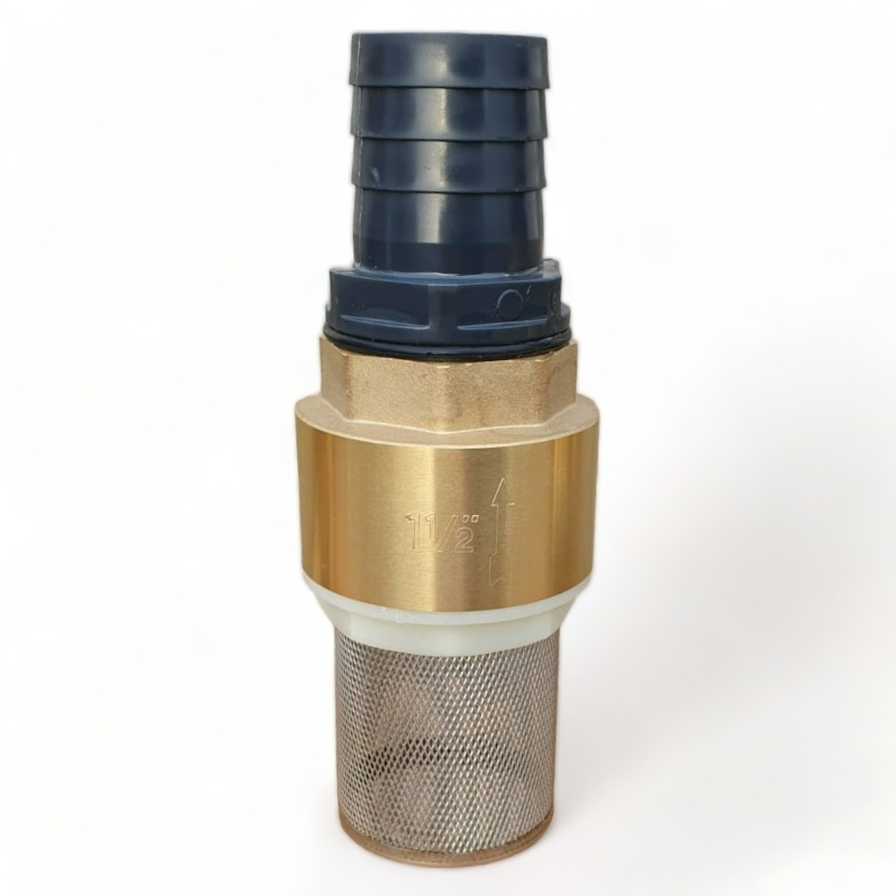 Clapet anti retour en laiton avec crépine et manchette, pour pompe - 1,5 pouces (40 mm)