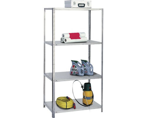 Schulte gegalvaniseerde schroefstelling, 200x100x35 cm, 4 legborden, hoekprofielen, draagvermogen 340 kg