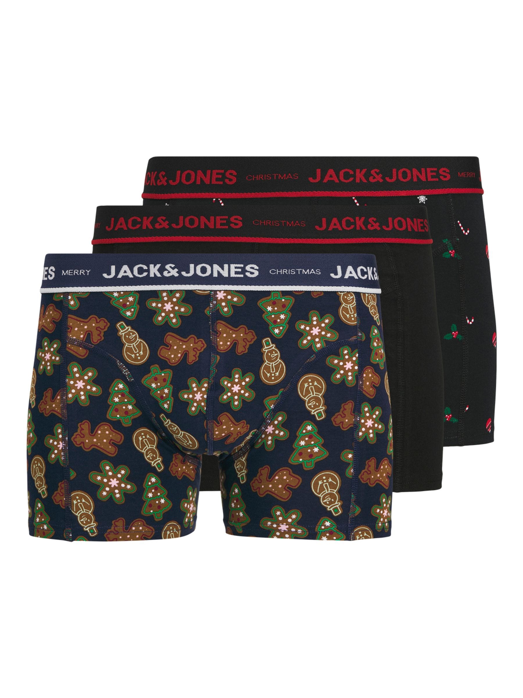 Zwart - JACK & JONES Kerstmis peperkoek boxershorts set van 3