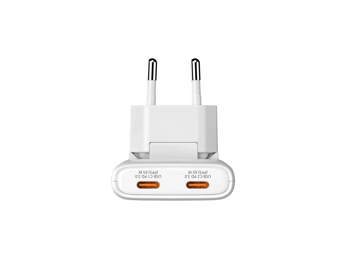 (65W) Fold n Go Dual USB C GaN Ladegerät Netzteil (32355) - Weiss