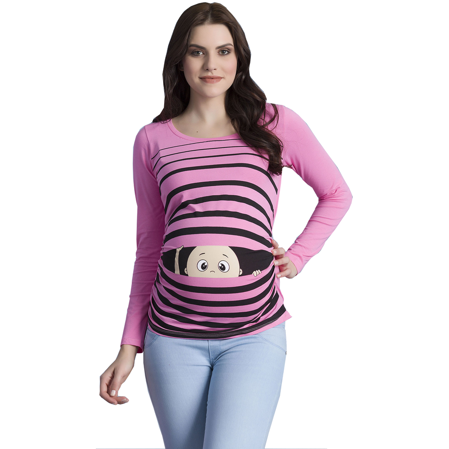 M.M.C. Umstandslangarmshirt Guck Guck mit Motiv Rosa