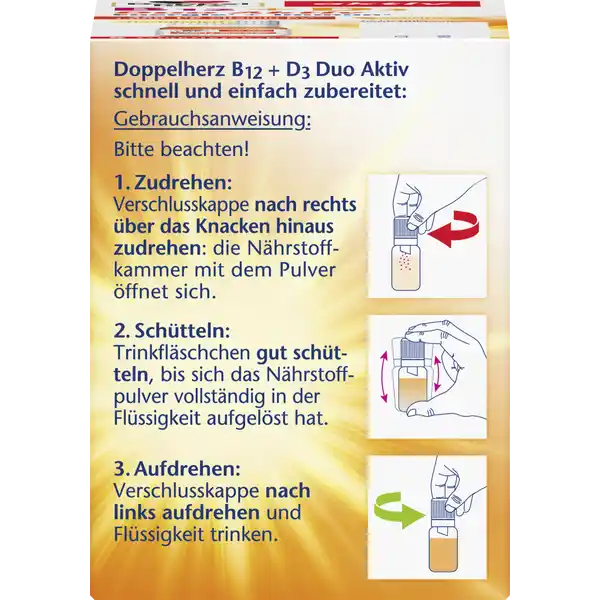 B12 + D3 Duo Aktiv Energie¹ + Immun² Trinkfläschchen