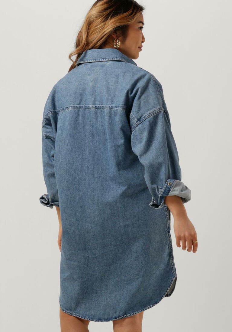 TOMMY JEANS lichtblauwe tommy jeans mini jurk tjw badge denim shirt dress