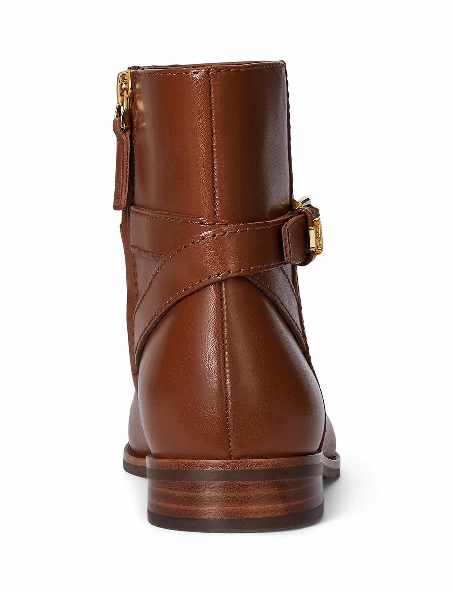 LAUREN RALPH LAUREN<br>Botas de tornozelo Brooke em couro liso