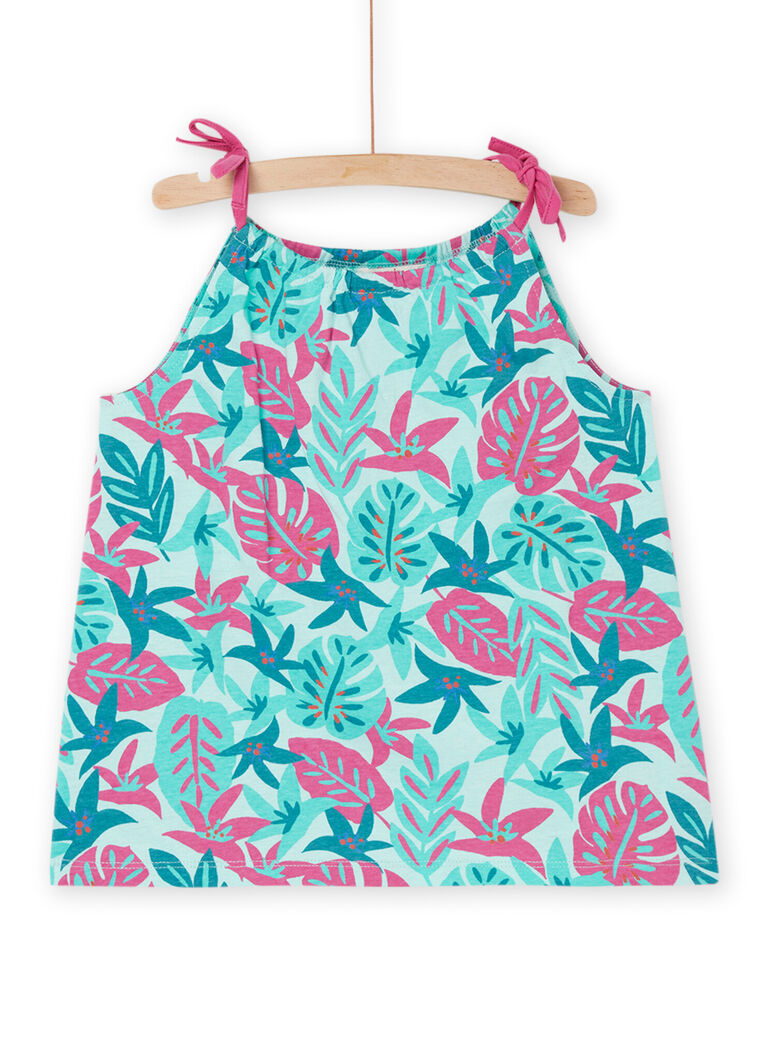 Débardeur bleu et rose à imprimé tropical