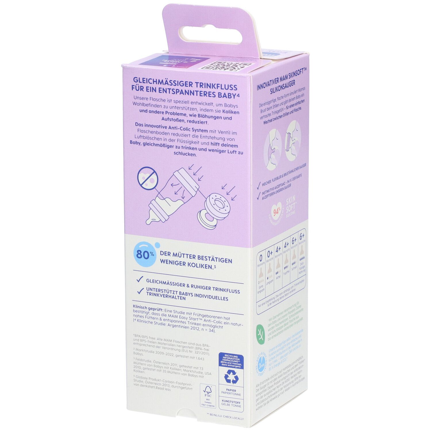 MAM Babyflasche Easy Start Anti-Colic 260 ml, lila