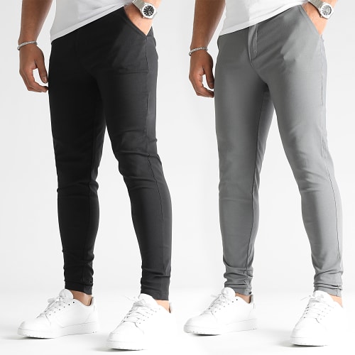 Lot De 2 Pantalons Chino Gris Anthracite Noir