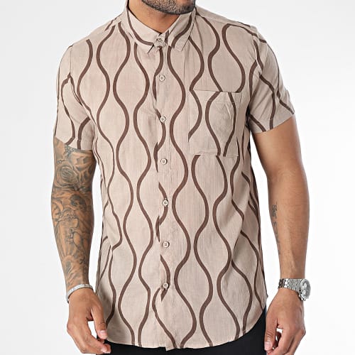 Chemise Manches Courtes Beige