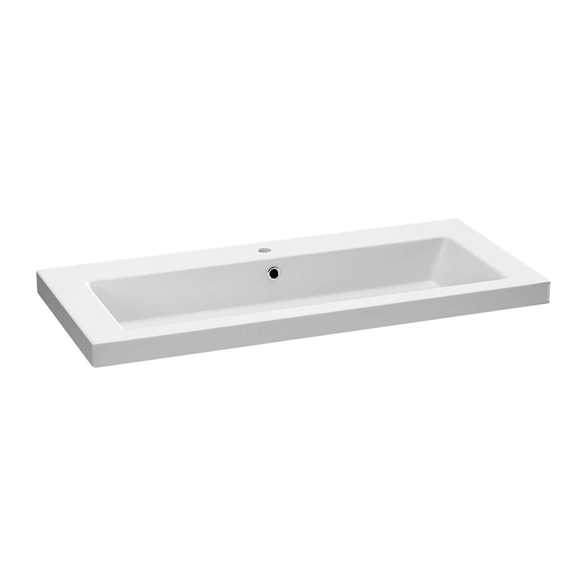Brauer Solar Medium wastafel mineraalmarmer 100cm met 1 kraangat wit mat