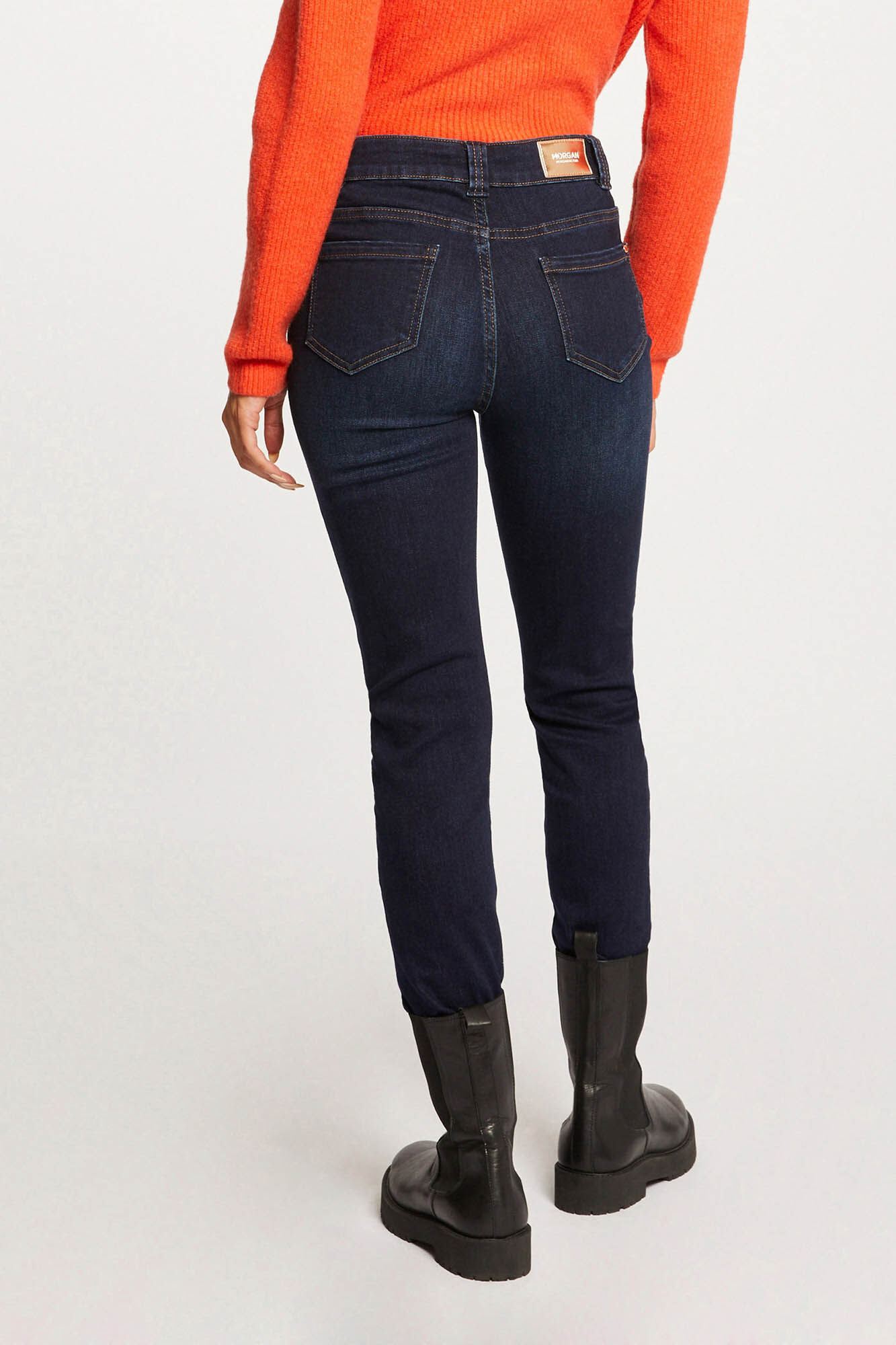 Calça jeans skinny de cintura alta - Azul marinho