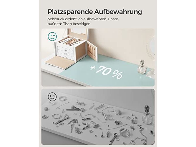 Songmics Schmuckschatulle mit Glasdeckel 22.5 x 17.5 cm, We Schmuckkasten