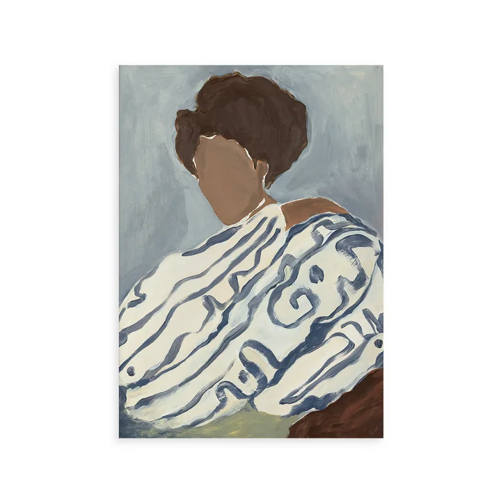 Paper Collective - Blue Curls Poster, 50 x 70 cm