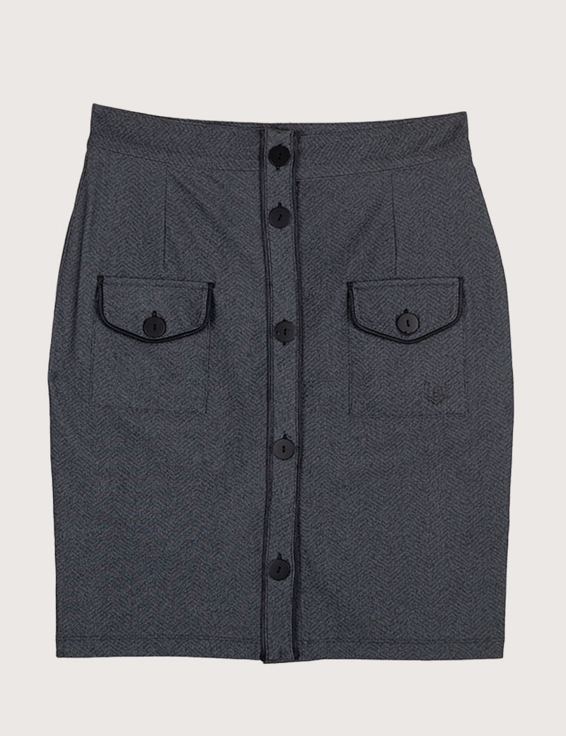 HBT POWER BOOST | LORNA JUPE BOUTONNÉE CHEVRONS GRIS
