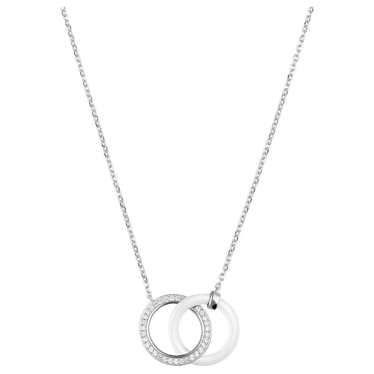 Collier mono-motif en Argent 925 millièmes et céramique - blanc brillant