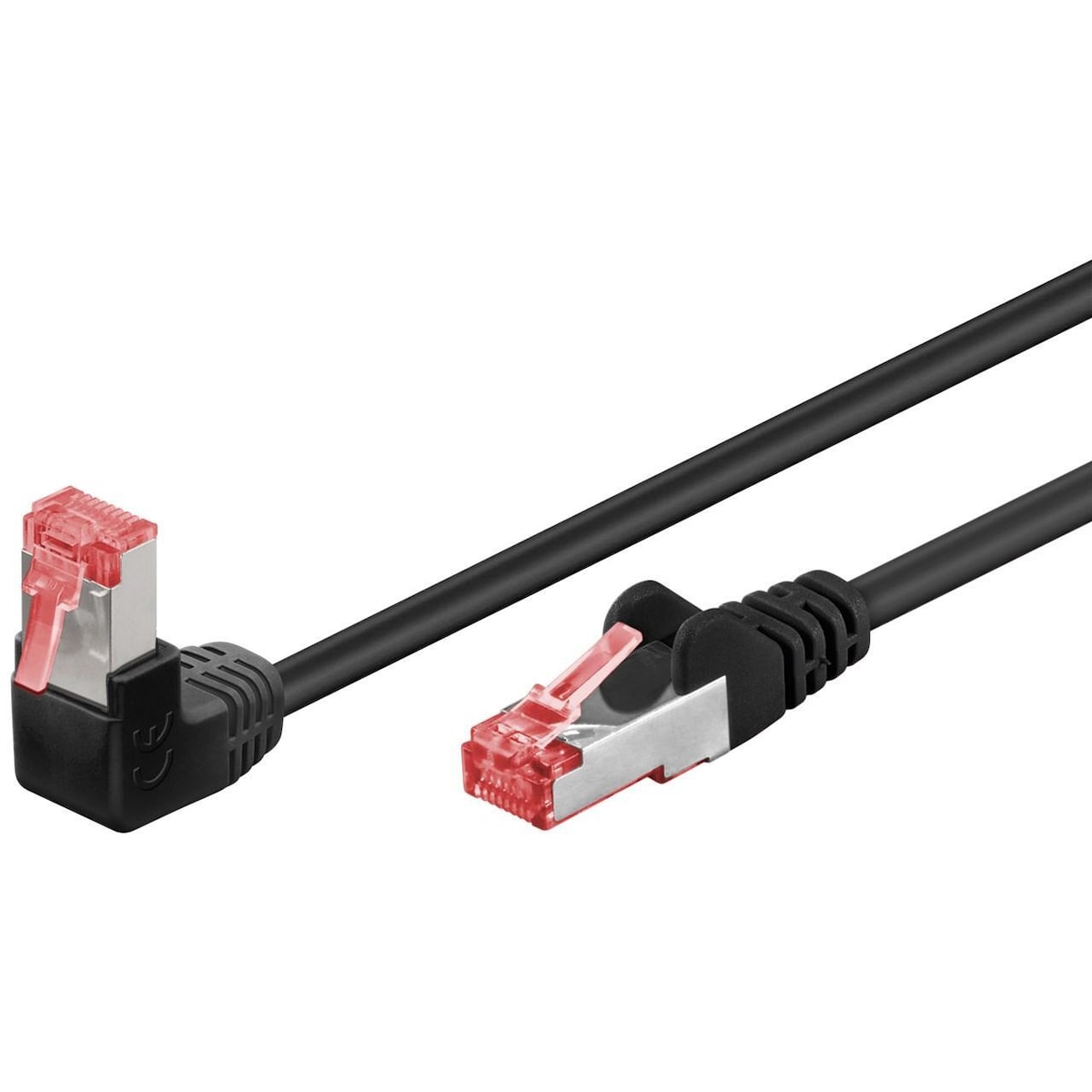 Goobay CAT 6 patchkabel 1x 90° vinklet, S/FTP (PiMF), svart