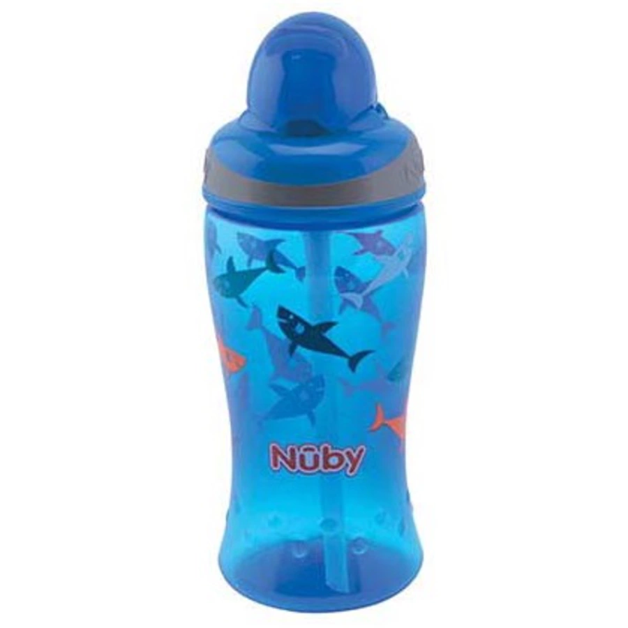 Nûby Trinkhalmflasche Soft Flip-It  360ml ab 12 Monate, blau