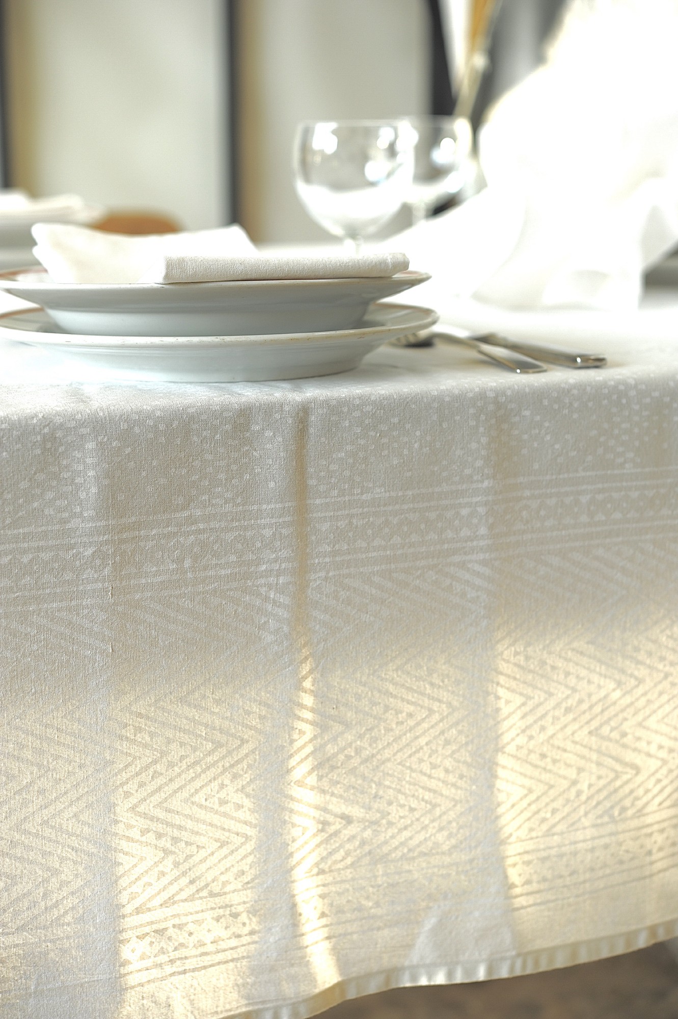 Tischdecke aus Baumwolle, weiß, B 100 cm, L 100 cm von fischer's lagerhaus