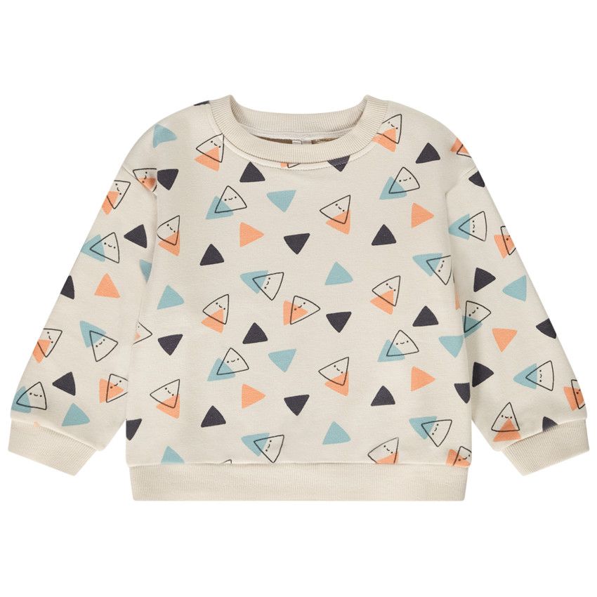 Sweat oversize imprimé triangles pour bébé garçon - Ecru