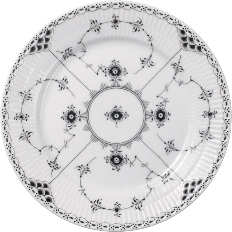 Royal Copenhagen Sort Musselmalet Halvblonde Tallerken 19 cm Hvid