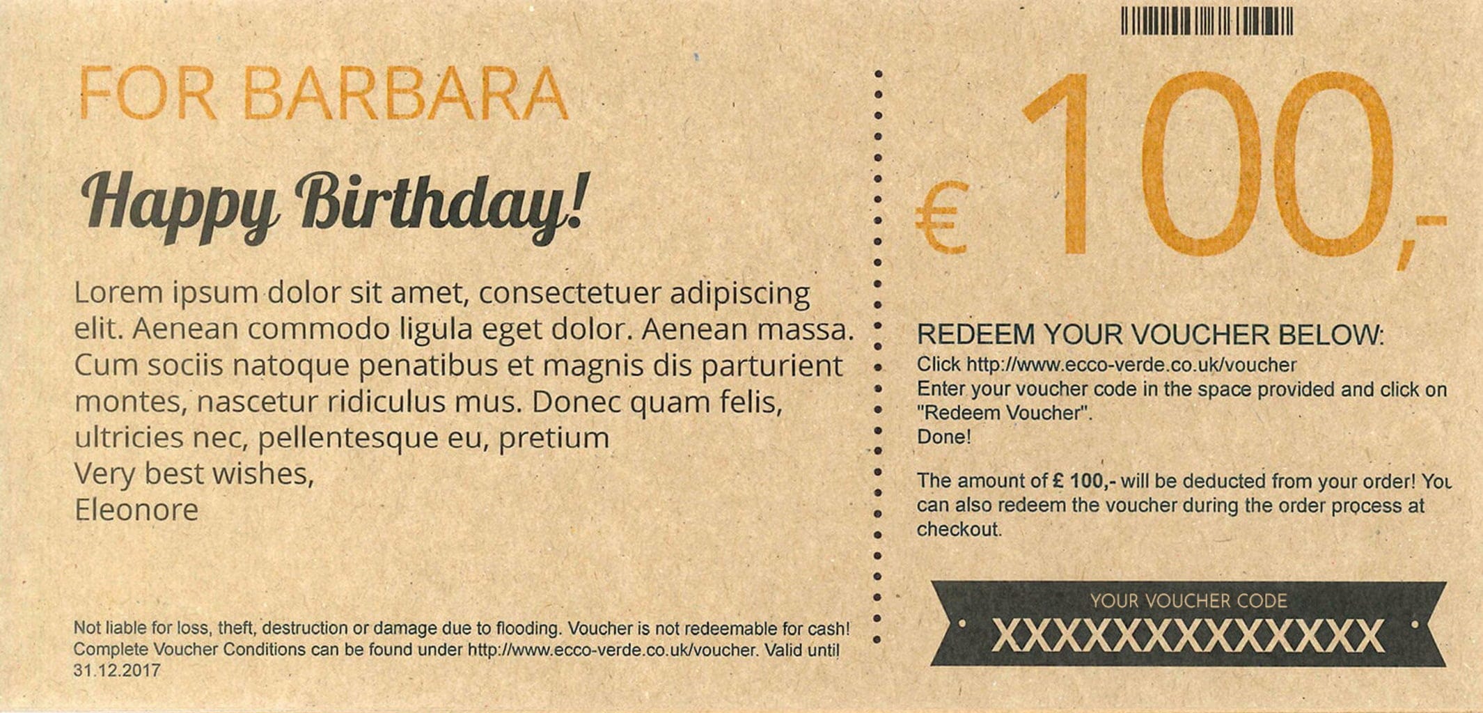 Ecco Verde  Nice Birthday - Geschenk-Gutschein, 