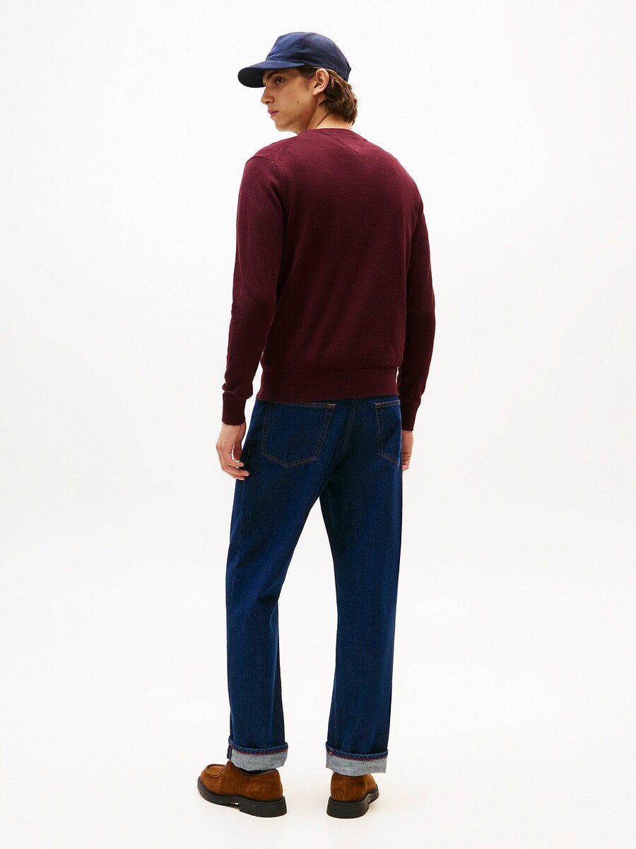 TOMMY HILFIGER<br>Suéter de gola redonda em algodão pima e cashmere