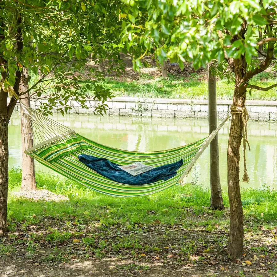 Outsunny Hängematte für 2 Personen grün, gelb, weiß