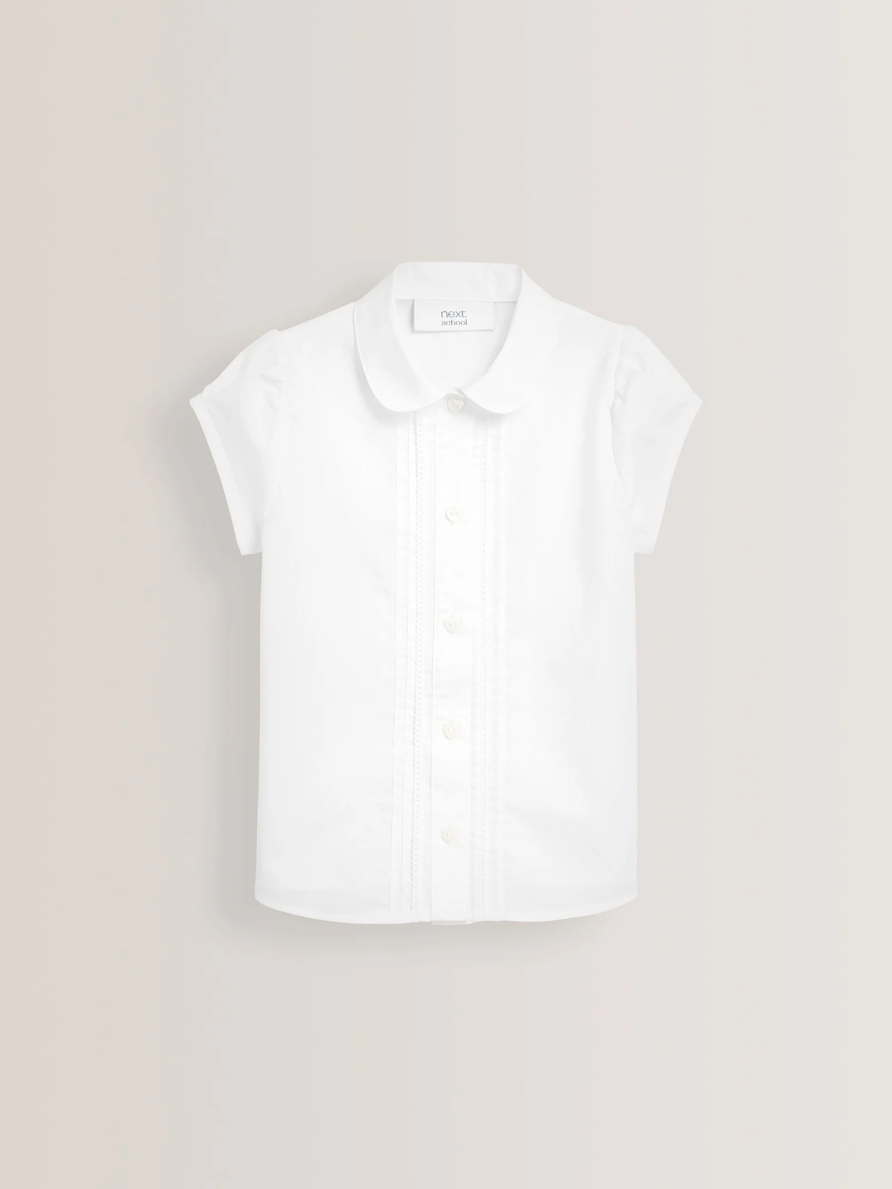 Wit - Schoolblouse met pofmouwen en kantafwerking (3-14 jr)