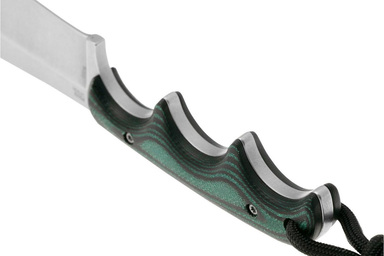 CRKT Minimalist Nessmuk 2376 Stonewashed D2, Green Black Micarta, nekmes, Alan Folts design