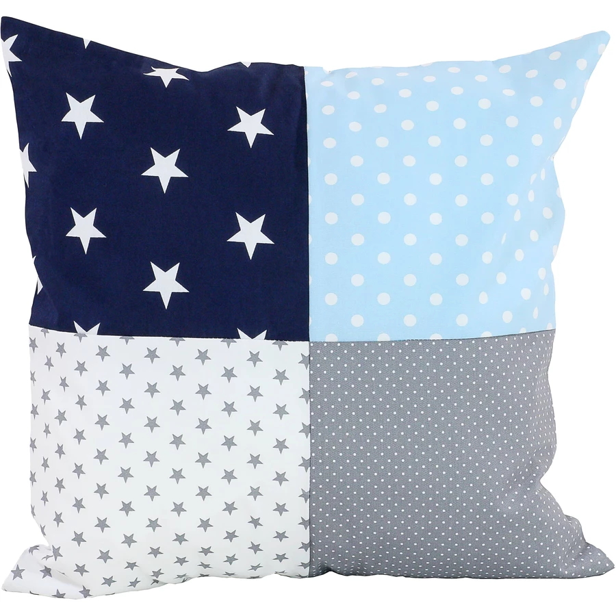 Ullenboom Patchwork Kissenbezug 40 x 40 cm Blau Hellblau Grau