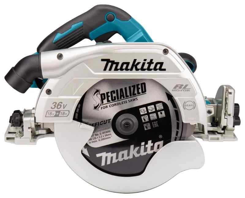 Makita DHS900PT2 2x18 V Cirkelzaag 235 mm 5,0 ah accu (2 st), duo snellader, in koffer