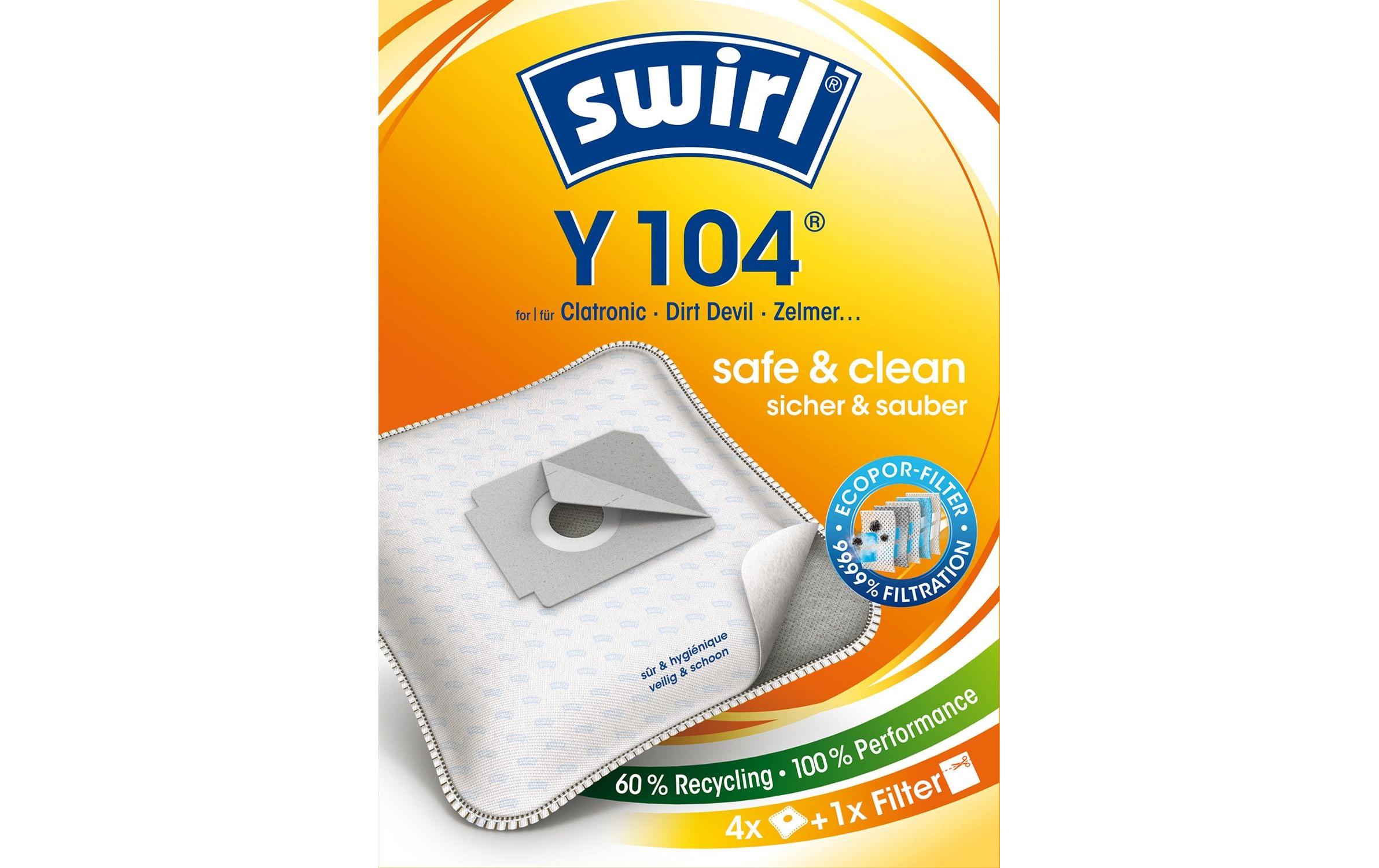 Staubfilterbeutel Y 104 EcoPor 4 StückErsatz-Staubbeutel für bestimmte Staubsaugermodelle von Alaska, Clatronic und Zelmer