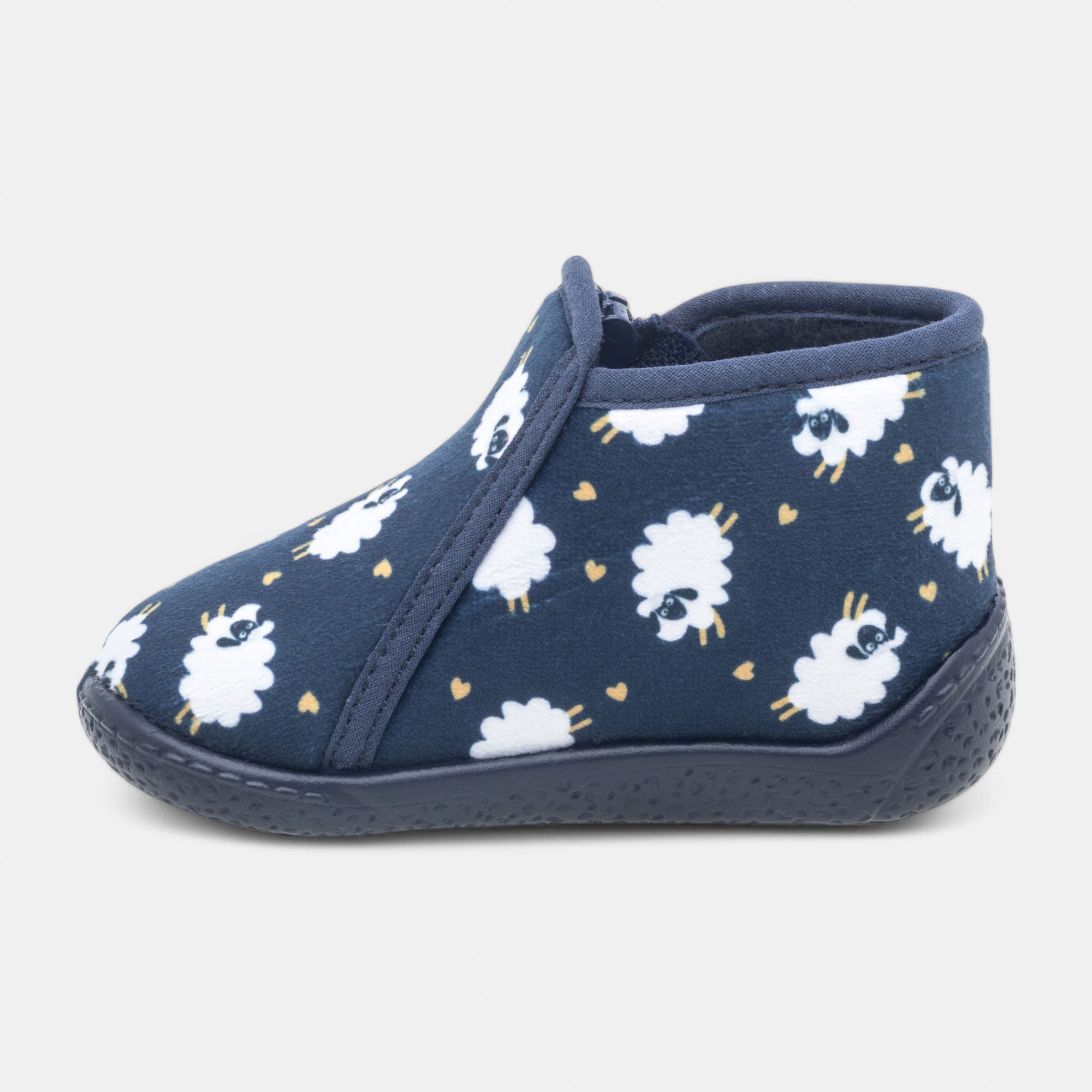 Pantoufles botillons zippés Bébé garçon bleu marine