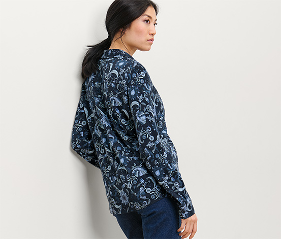 Bedrucktes Blusenshirt mit Knopfleiste
