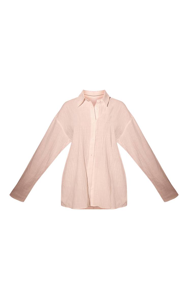 Crème Chemise De Plage À Manches Longues Effet Lin