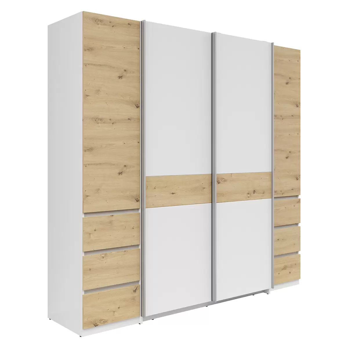 Kleiderschrank 4trg. Felsberg weiss,Artisan Eiche