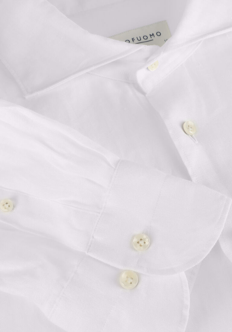 PROFUOMO witte profuomo klassiek overhemd shirt x-cutaway sc linnen