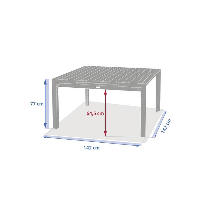 Table de jardin extensible rectangulaire EVASION Lin / Vert laurier