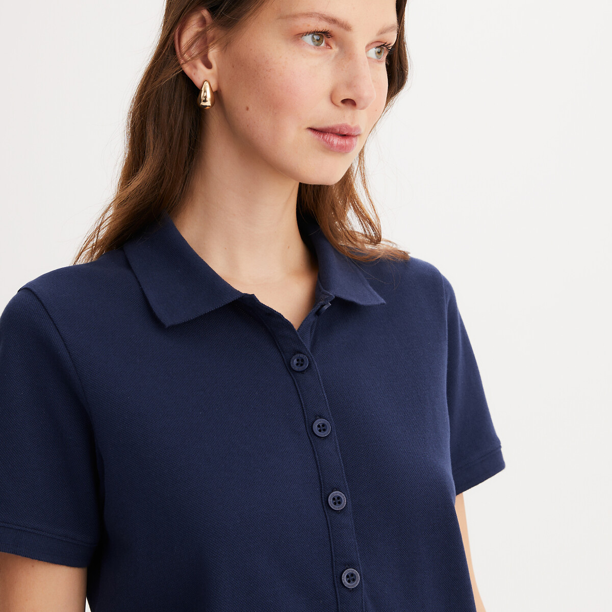 ANNE WEYBURN<br>Vestido reto, comprimento midi, mangas curtas