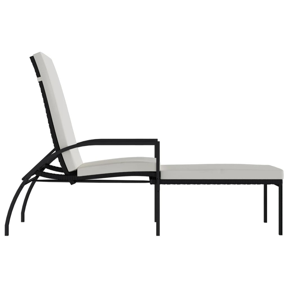Transat chaise longue bain de soleil lit de jardin terrasse meuble d'extérieur avec repose-pied résine tressée noir 02_001259