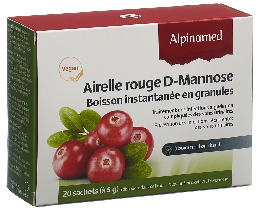 ALPINAMED Preiselbeer D-Mannose Trinkgranulat<br>20 × 5 g, Beutel, Granulat zur Herstellung einer Lösung zum Einnehmen