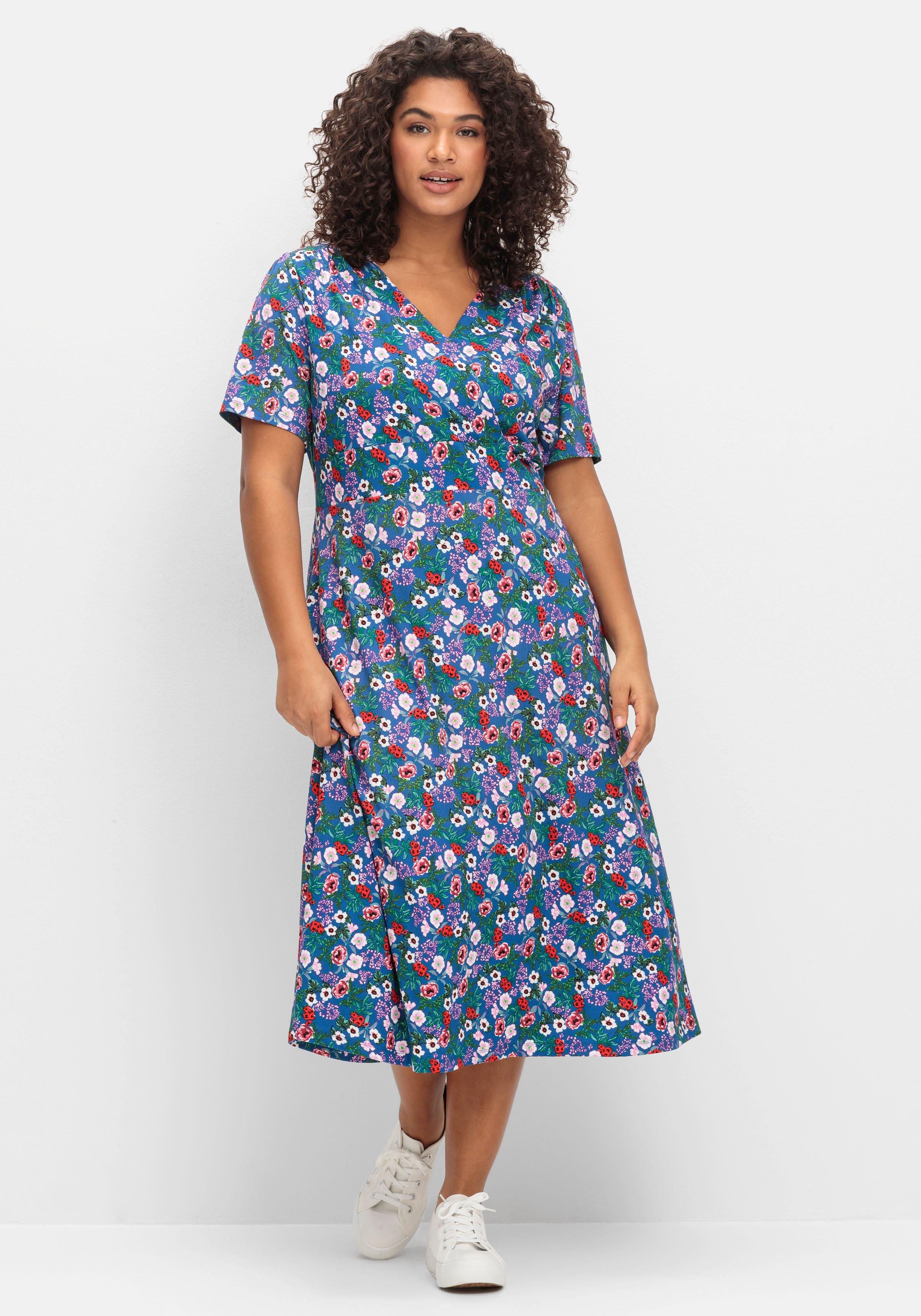 Jerseykleid in Wickeloptik, mit floralem Druck