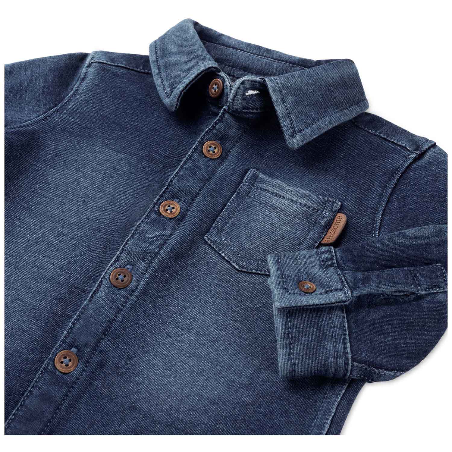 Prénatal baby spijkerblouse lange mouwen effen denim