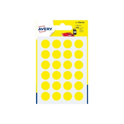 Avery - 168 Pastilles adhésives - jaune - diamètre 15 mm