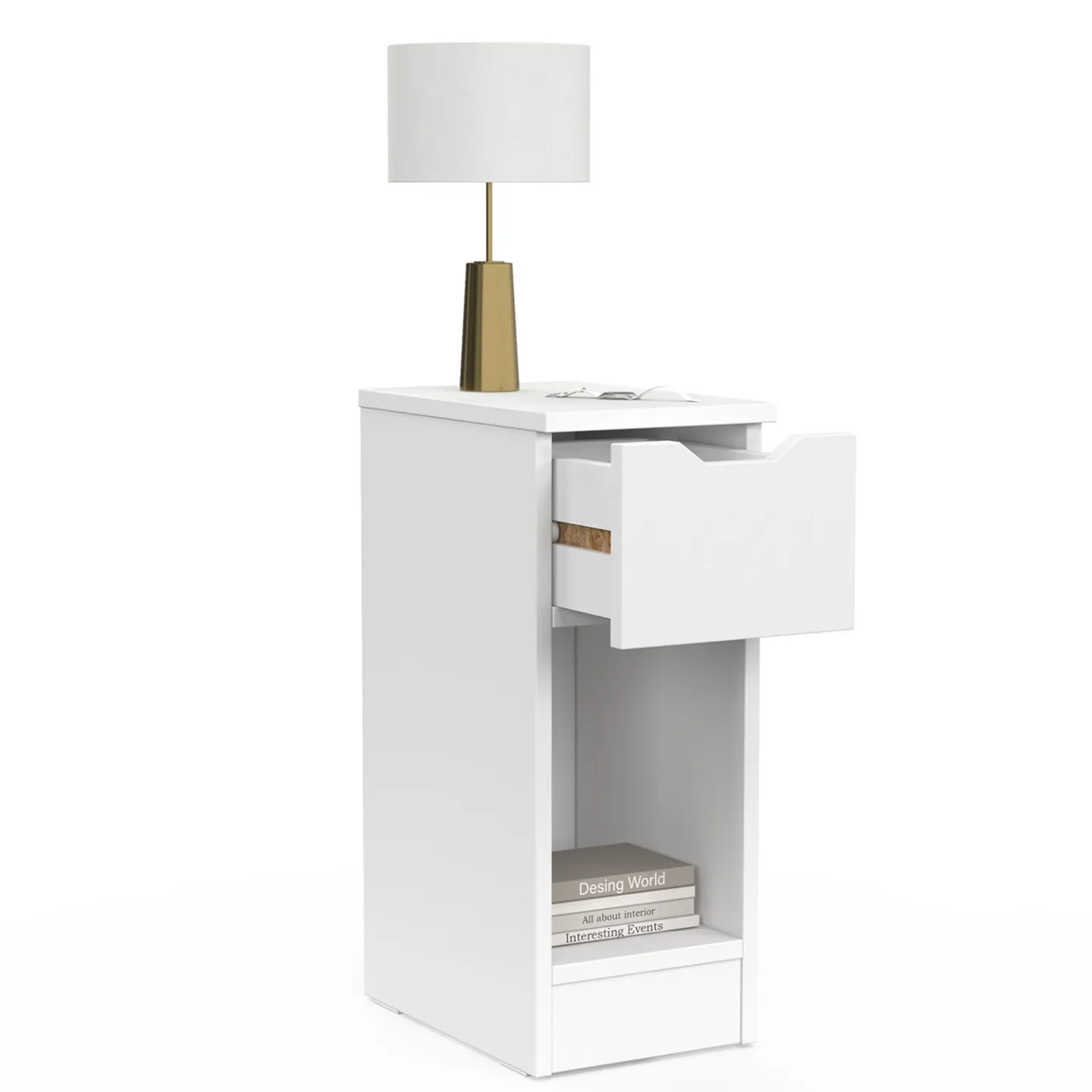 Lot de 2 tables de chevet ANOUK 1 tiroir avec niche blanc