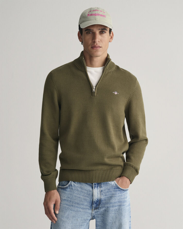 Gant CASUAL COTTON HALF ZIP Juniper green