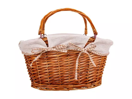 Panier en osier doublé 39x24x24/32h cm