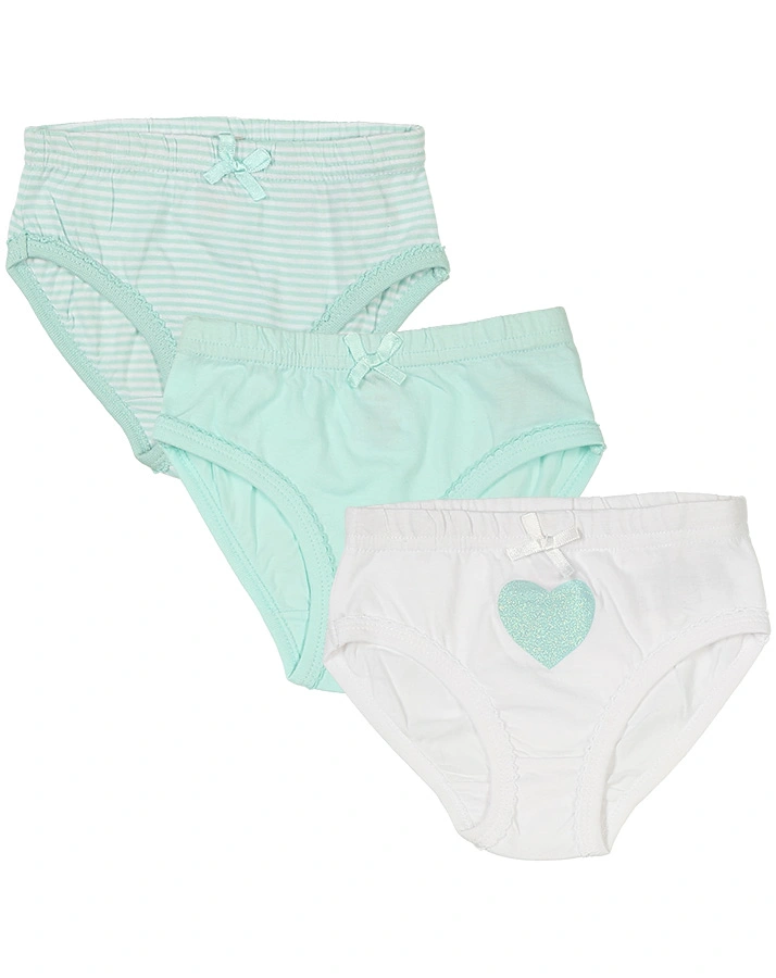 Slip GLITZER HERZ & SCHLEIFE 3er-Pack in mint/weiß